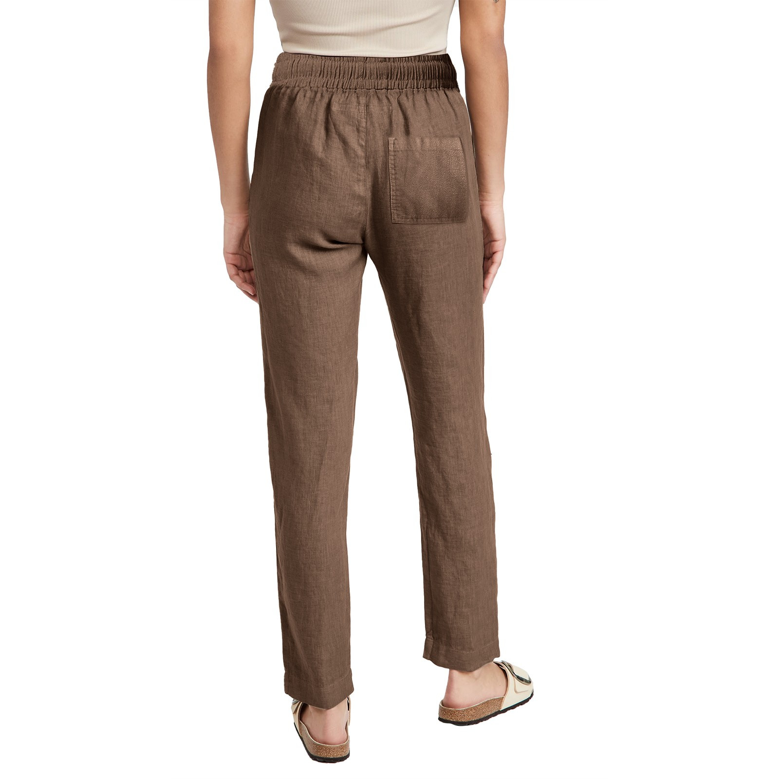 thumbnail image 4 of Pantalones casuales de algodón liso para mujer: con bolsillos, largo, adecuados para la oficina, las vacaciones o las citas, tallas reales, para todas las estaciones, 4 of 7